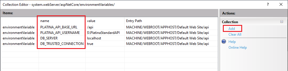 IIS Environment Variables
