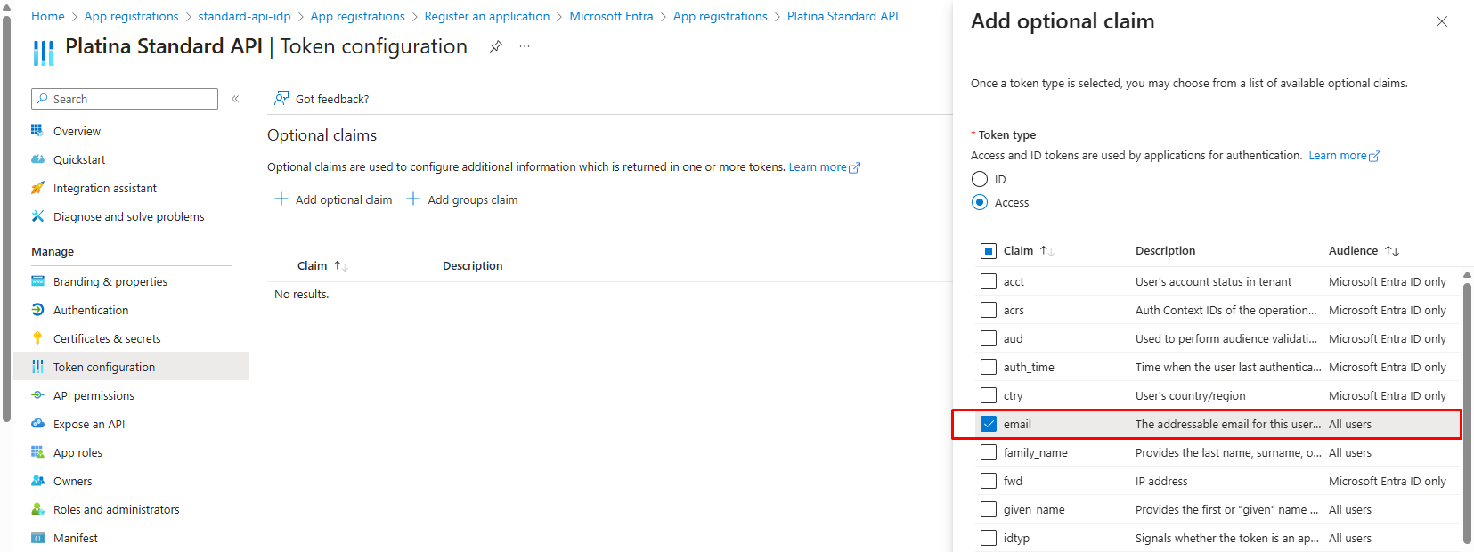 Email claim setup